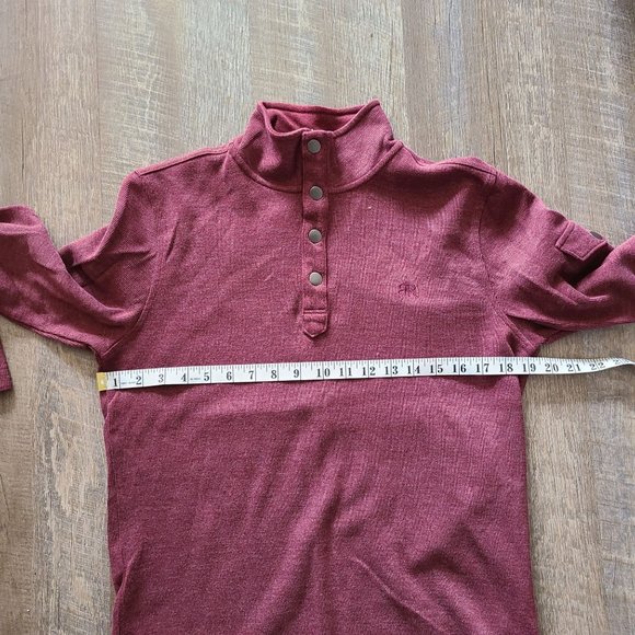 Banana Republic 1/4 Snap Cotton Blend Sweater Maroon Men's Size S - Picture 9 of 10